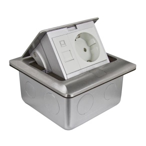 Schneider Electric Unica System+ - INS52172 - Padlócsatlakozó S, négyzet, 2P+F és 1xRJ45 aljzattal