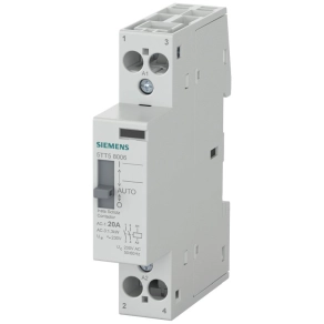   Siemens 5TT5800-6 moduláris kontaktor, manuális kapcsolóval, 20A/230VAC, 2NO, 230VAC tekercs