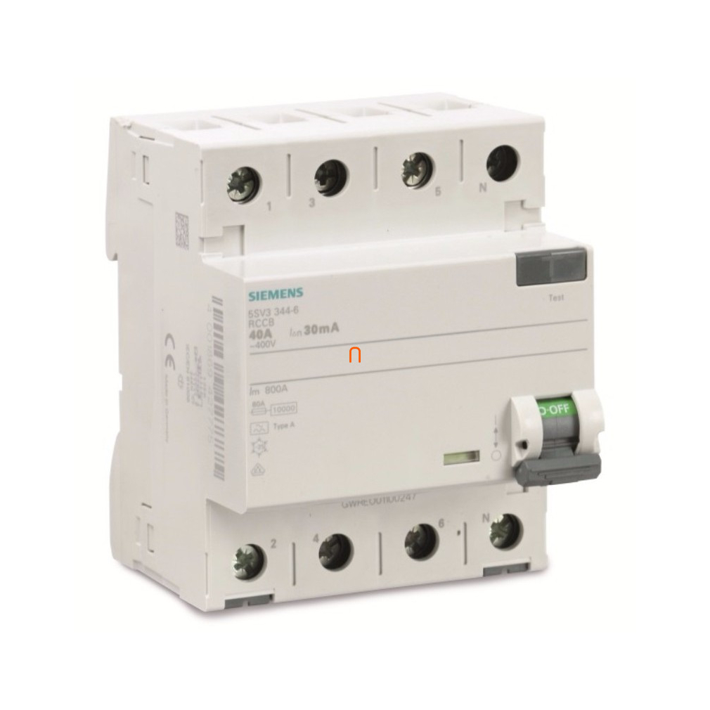 Siemens 5SV3344-6 FI-relé 40A 4P 30mA, A típus