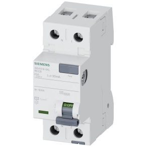   Siemens 5SV4312-0KL FI-relé 25A 2P 30mA, AC típus, N a bal oldalon