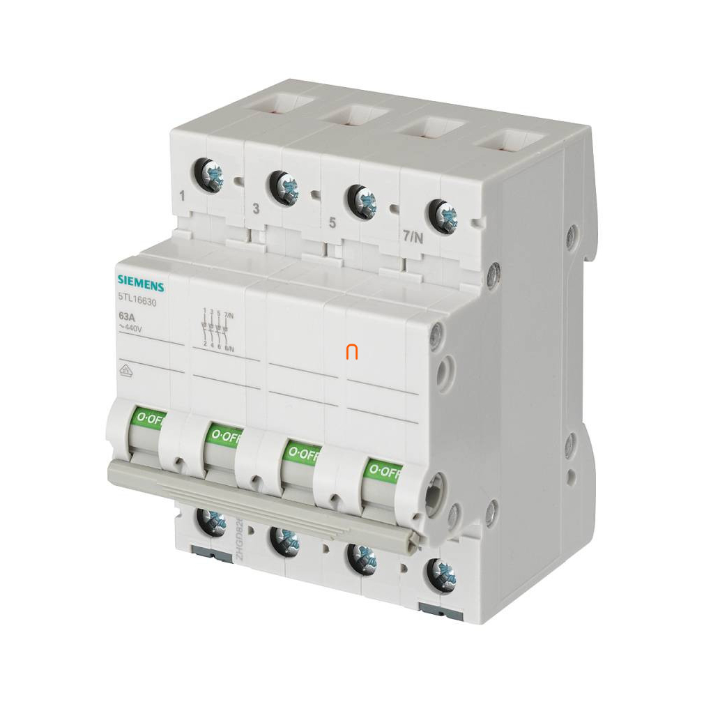 Siemens 5TL1632-0 moduláris leválasztó kapcsoló, 32A, 3NO+N, BE-KI