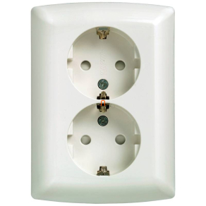   Siemens 5UB2211-3 SCHUKO dupla monoblokk dugalj gyermekvédelemm, titánfehér (RAL9010), kerettel