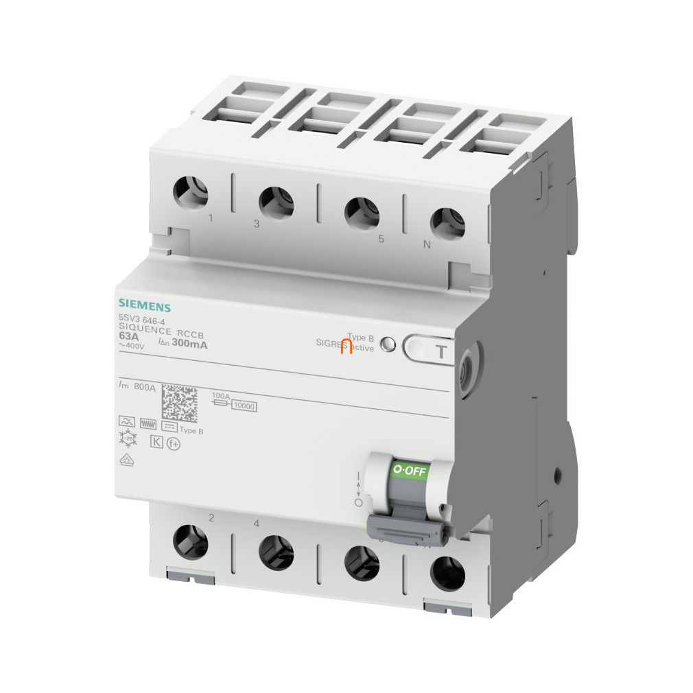 Siemens 5SV3346-4 FI-relé 63A 4P 30mA, B típus, K (super resistant)