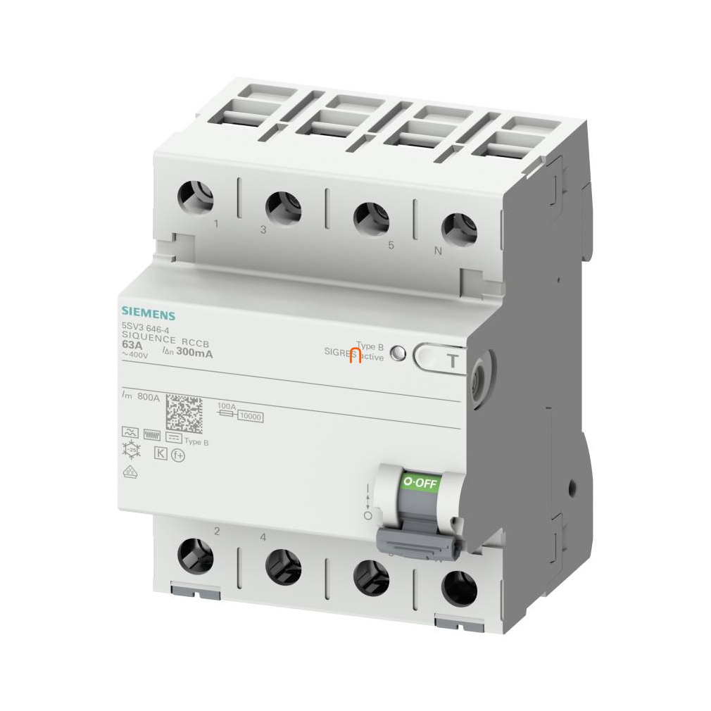 Siemens 5SV3346-4KK14 FI-relé 63A 4P 30mA, B+ típus