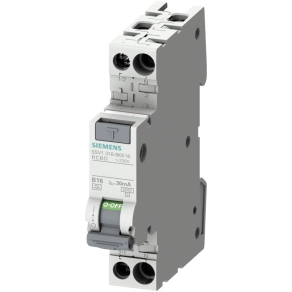   Siemens 5SV1316-7KK13 áramvédős kismegszakító, 1C+N, 13A, 6kA, 30mA, A típus (1 modulos,RCBO)