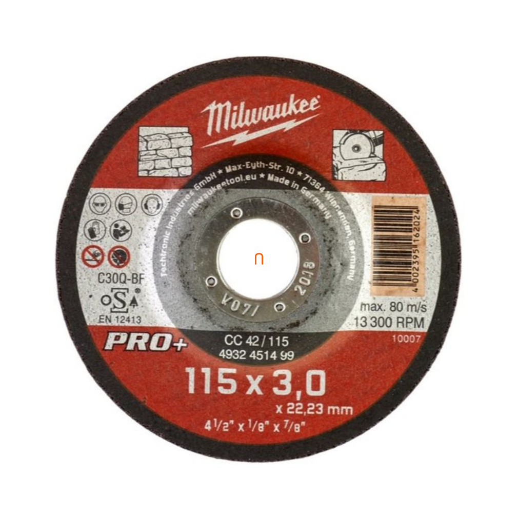 Milwaukee vágókorong kőhöz 115x3 hajlított SC42 PRO+ (4932451499)