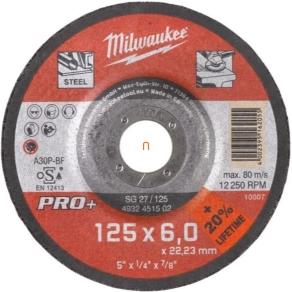   Milwaukee csiszolókorong fémhez 125x6mm hajlított SG27 PRO+ (4932451502)
