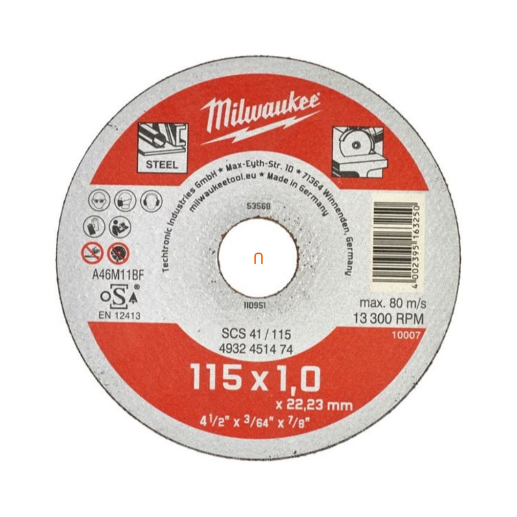 Milwaukee vágókorong fémhez WSCS41/ 115x1mm (4932451474)