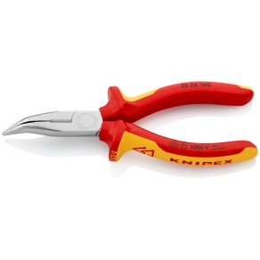   Knipex Fél-kerek csőrű fogó vágóéllel 160mm - rádiófogó VDE, krómozott - 2526160