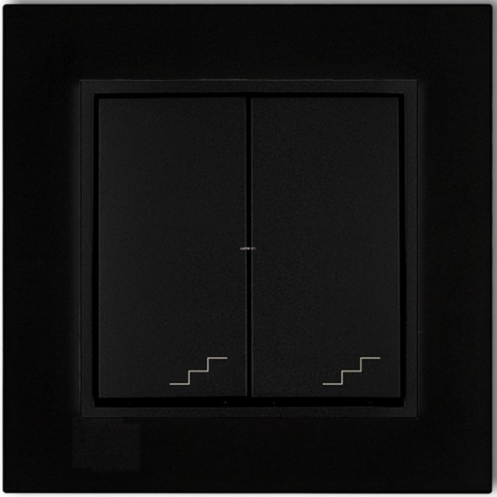 Dupla váltókapcsoló kerettel matt fekete színben (Mini)