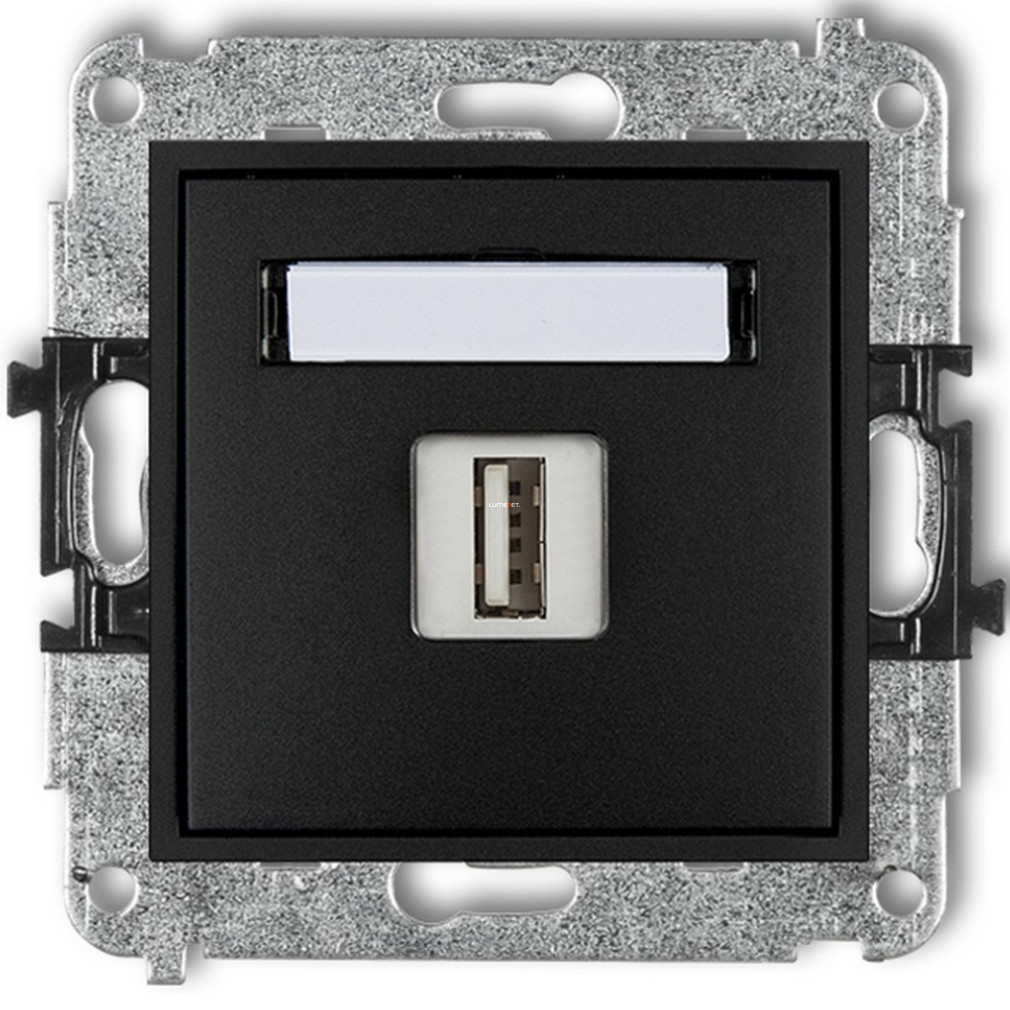 USB aljzat keret nélkül matt fekete színben (Mini)