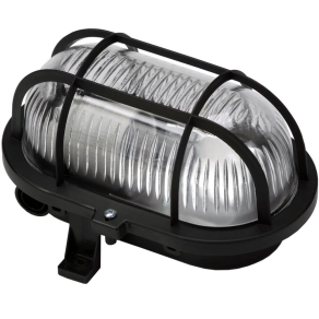   Hajólámpa, ovális, műanyagráccsal 60W, fekete - GAO 6914H