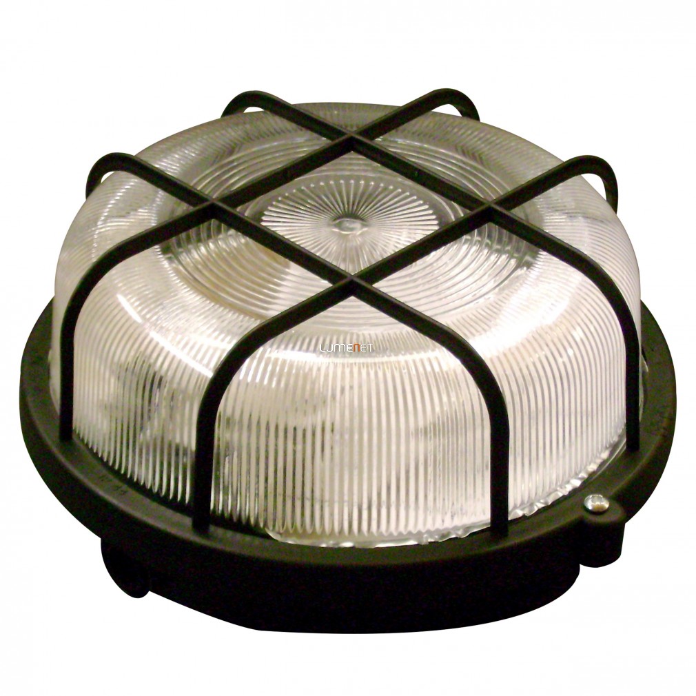 Müller Licht Basic Round 1xE27 IP44 fekete hajólámpa, műanyag védővel, 20300035