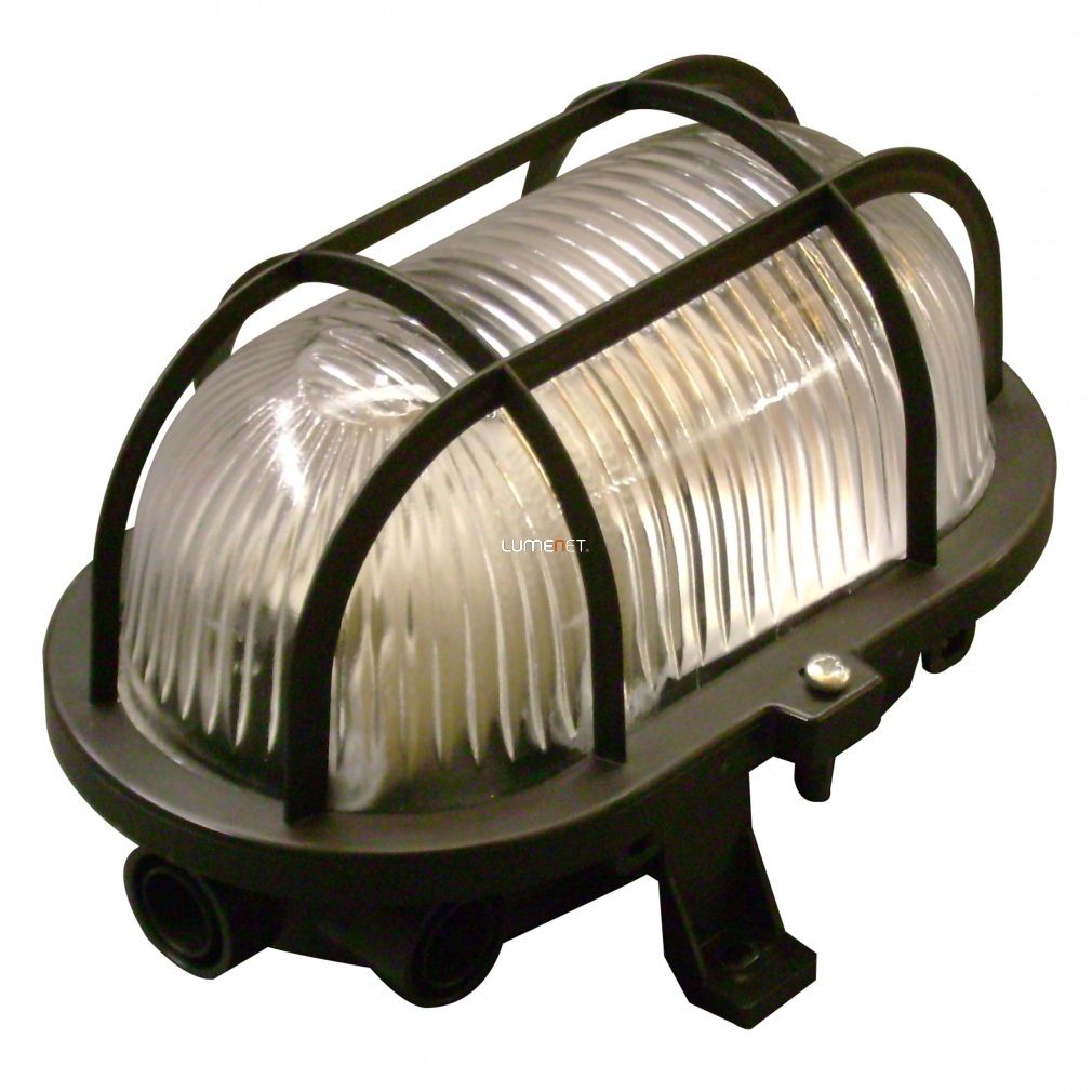 Müller Licht Basic Oval 1xE27 IP44 fekete hajólámpa, műanyag védővel, 20300023