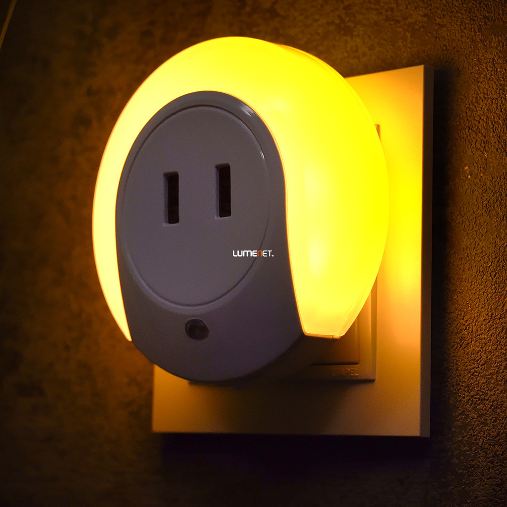 Éjszakai LED lámpa alkonykapcsolóval, USB töltővel (Amber)