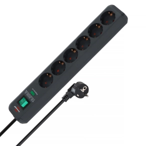   Hosszabbító kábel túlfeszültség elleni védelemmel, 13.500A, 6 aljzatos, antracit színű, 5 m H05VV-F 3G1.5 - Eco-Line Brennenstuhl 1159710515