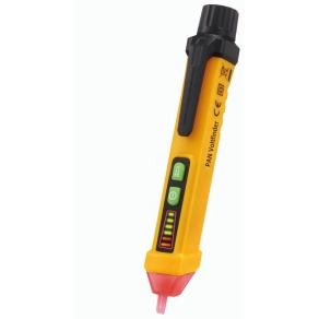   Feszültségkémlelő, érintkezés nélkül hang és fényjelzéssel érzékeli 12-1000 V közötti feszültség alatti vezetékeket, LED-es lámpával, sárga  324206030