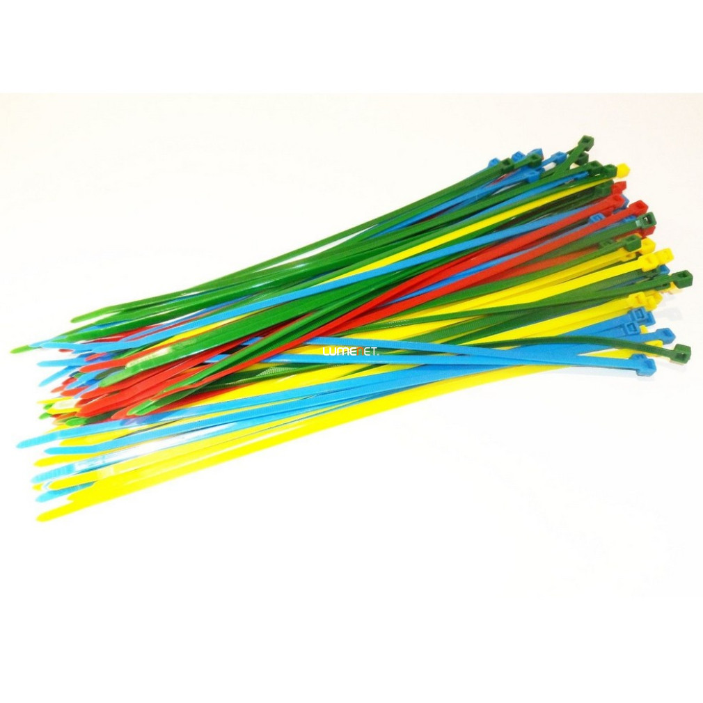 Kábelkötegelő, 100db/csomag, színes (300x4,5mm)