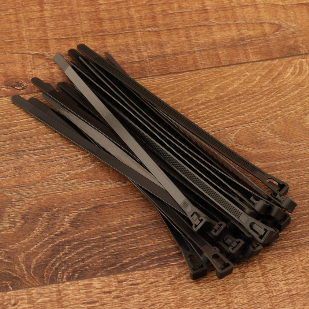 Kábelkötegelő, oldható, 25db/csomag, fekete (200x7,6mm)