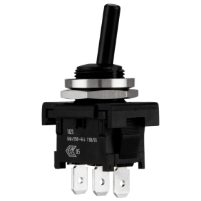   Beépíthető billenőkapcsoló 250V/6A 41x26x18mm 12mm-es furatba csúszósarus fekete - GAO 0509124555