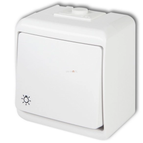 Kültéri falon kívüli nyomókapcsoló lámpa jellel