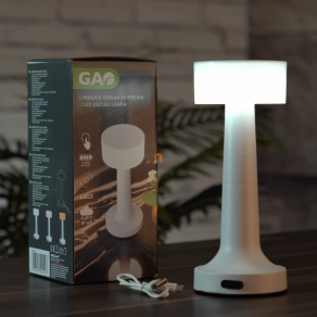   Kültéri szabályozható asztali LED lámpa, érintőkapcsolós, tölthető, 21 cm, fehér színben - GAO 49022, 2 W, 120 lm