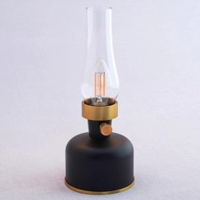   Petróleum lámpa szabályozható E14 LED fényforrással, tölthető, 2,5W 200lm IP44 fekete, sárgaréz színben