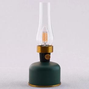   Petróleum lámpa szabályozható E14 LED fényforrással, tölthető, 2,5W 200lm IP44 türkiz, sárgaréz színben