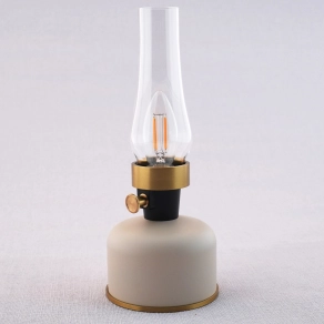   Petróleum lámpa szabályozható E14 LED fényforrással, tölthető, 2,5W 200lm IP44 elefántcsont, sárgaréz színben