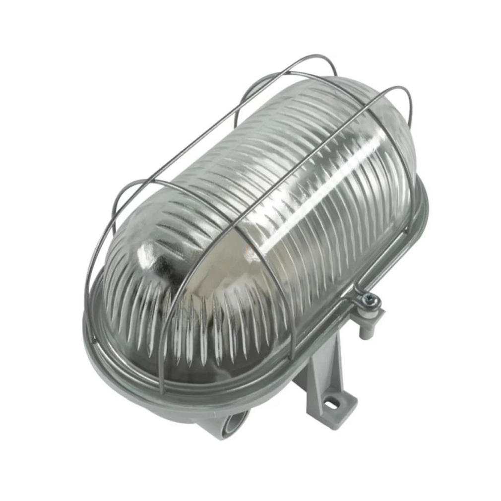 Hajólámpa 60W E27 ovális, fém rácsos szürke alj IP44 0590130555