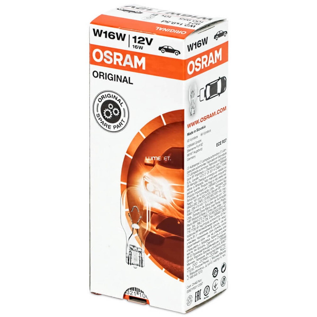 Osram 921 W16W jelzőizzó, 10db/csomag