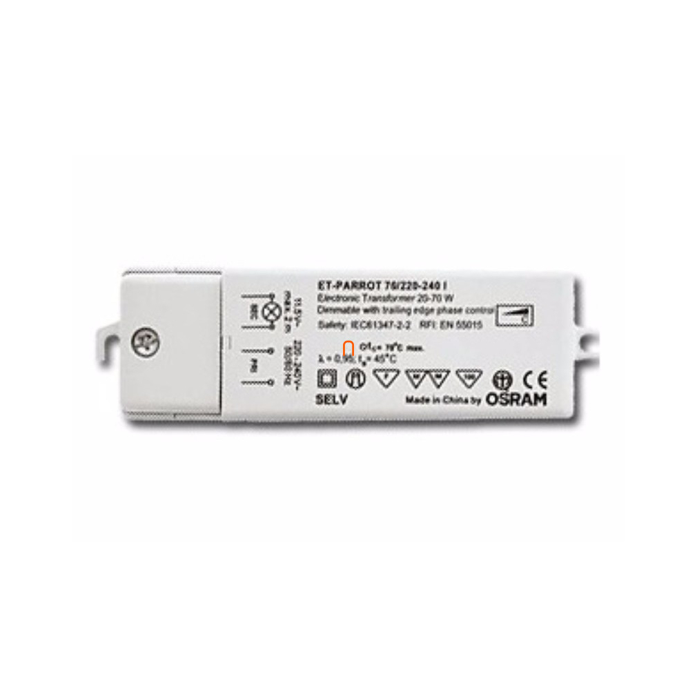Elektronikus halogén trafó 230/12V 70VA ET ECO Parrot Dimmelhető Osram 4008321111593