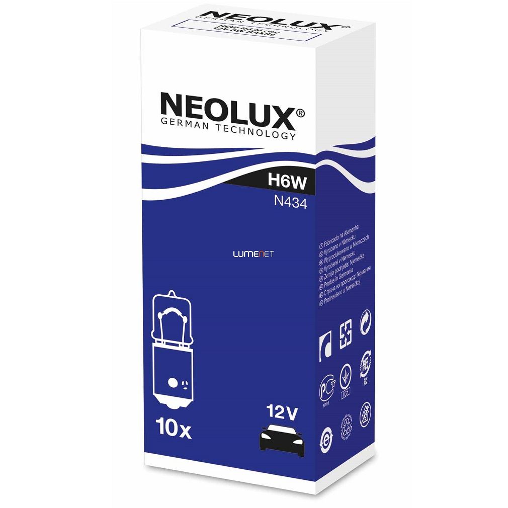 Neolux N434 H6W 12V jelzőizzó 10db/csomag