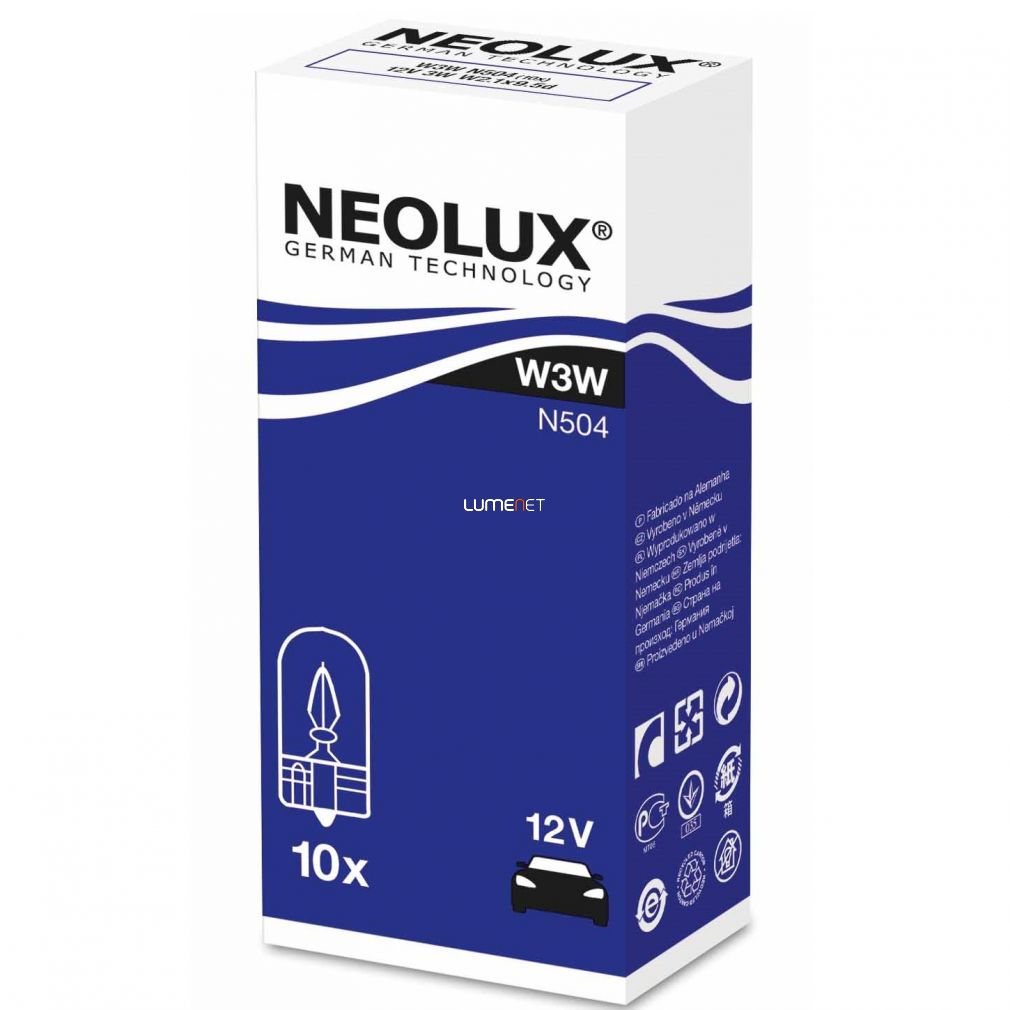 Neolux N504 W3W 12V műszerfal izzó 10db/csomag