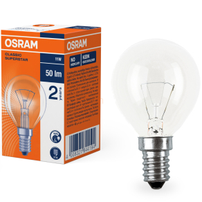   Osram E14 izzó 11W, 50 lm, 2700 K, melegfehér, üveg -Classic P