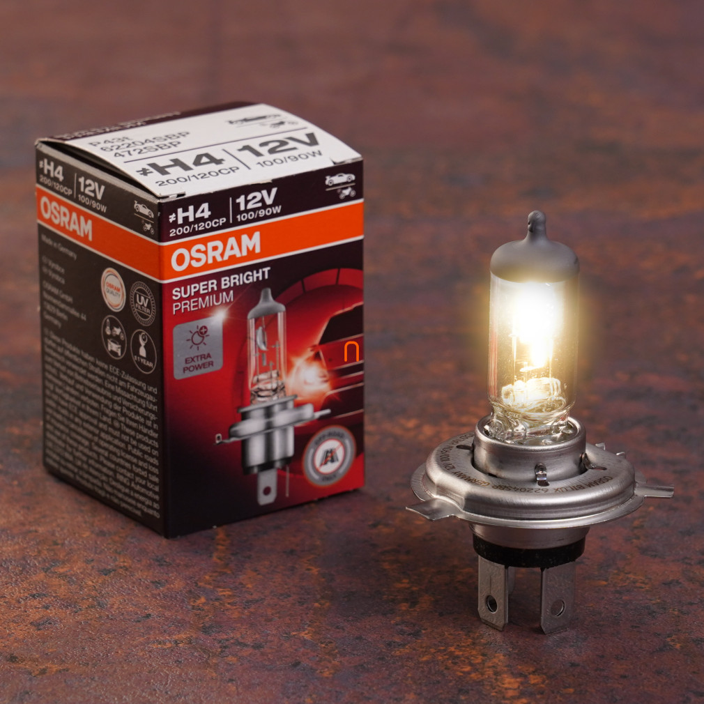 Osram off-road Super Bright Premium H4 halogén fényszóró, 100/90 W, 12 V, 4800 K, 2900/1700 lumen, p43t foglalat, 62204SBP, 1 darab/doboz