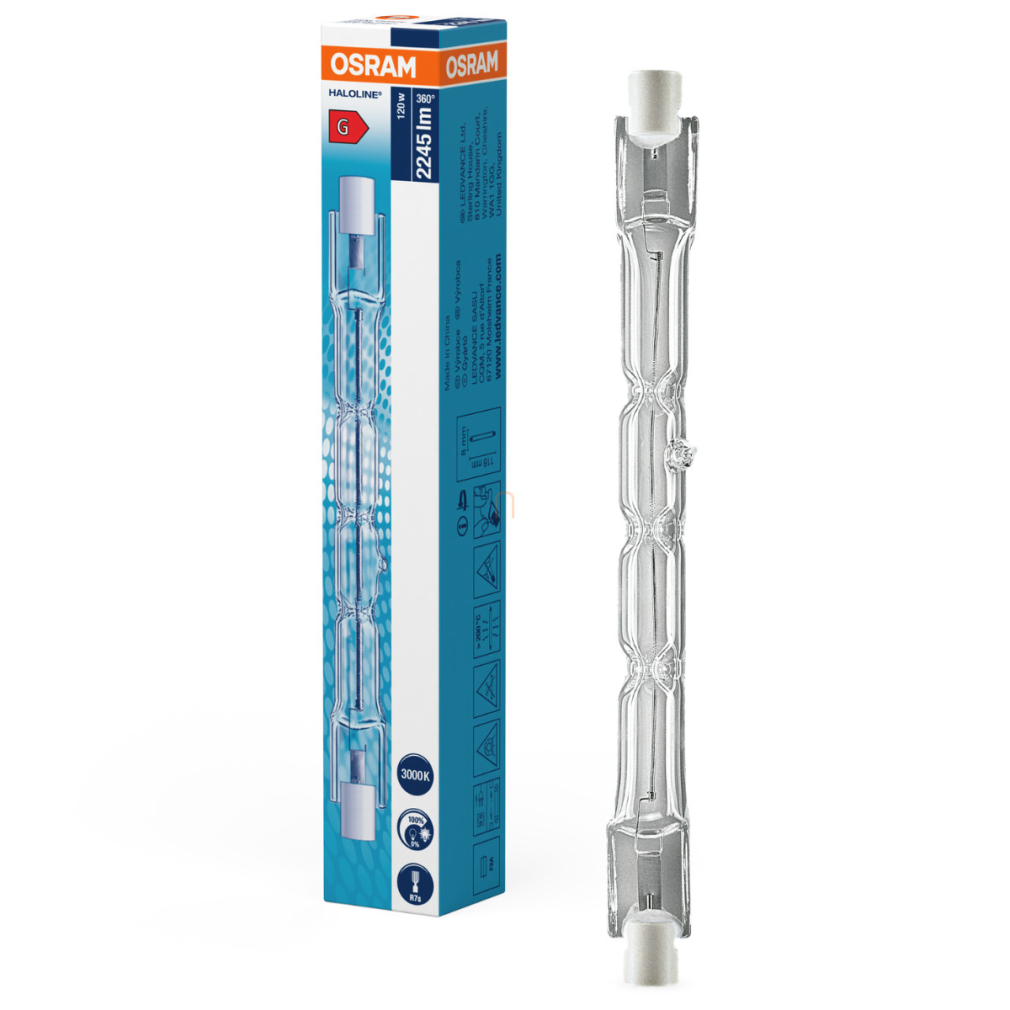 Osram R7s halogén izzó 120W, 2245 lm, 3000 K, melegfehér, 230 V, üveg -64696