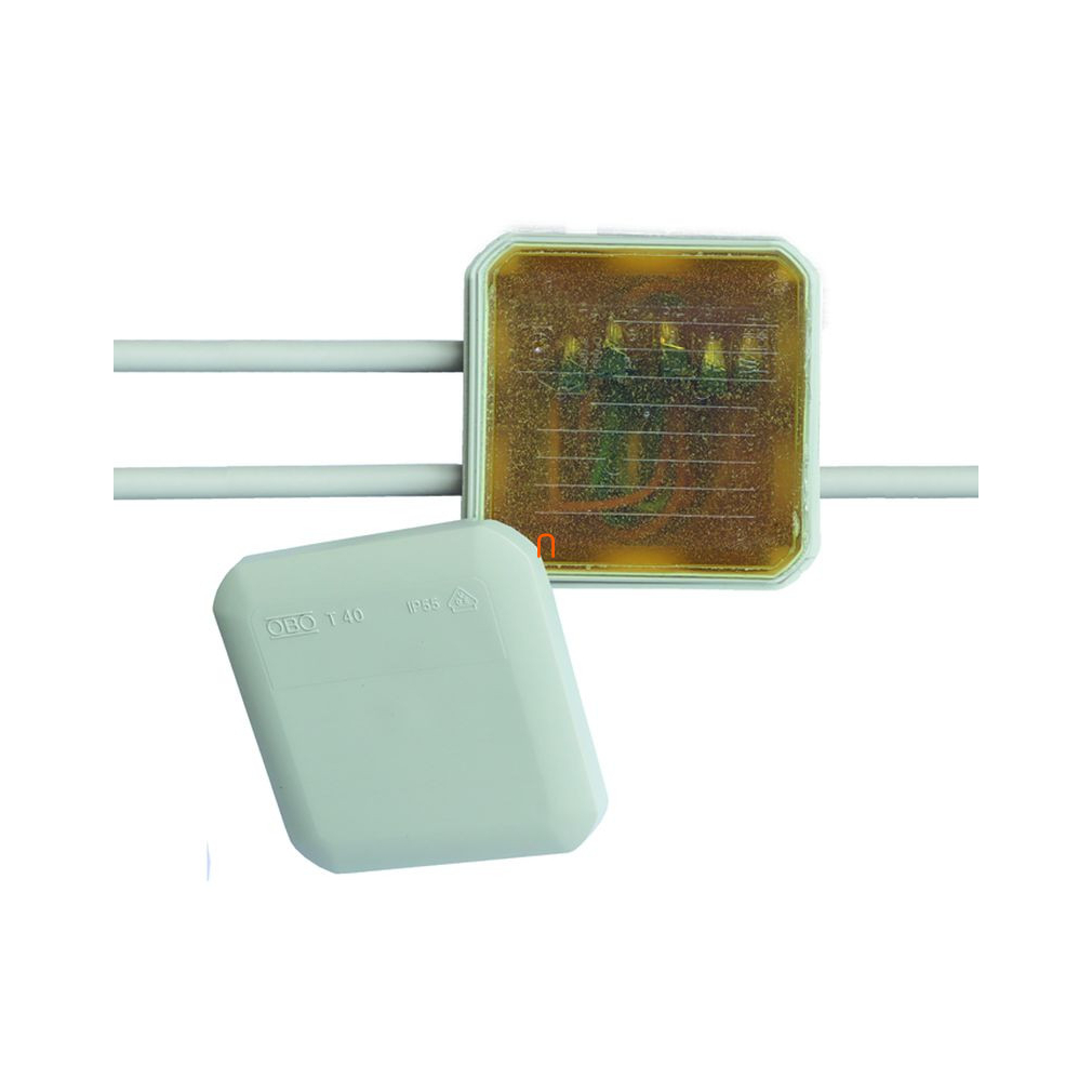 CG BOX 85x85x43mm Kötődoboz készletben öntőgyantával és rugós vezeték összekötővel 420083