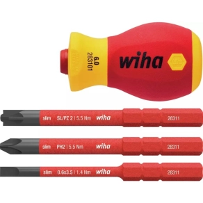   Wiha 41230 Stubby marokcsavarhúzó készlet slim bitekkel,1000V, SoftFinish