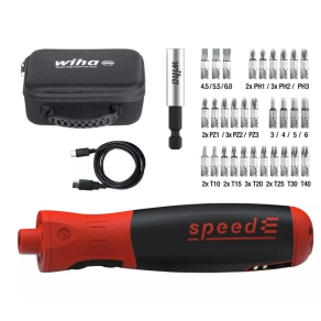   Wiha 45791 SpeedE® POCKETDRIVE elektromos csavarhúzó max. 12Nm, 30 darab behajtóheggyel (bit), USB-töltővel, textil táskában