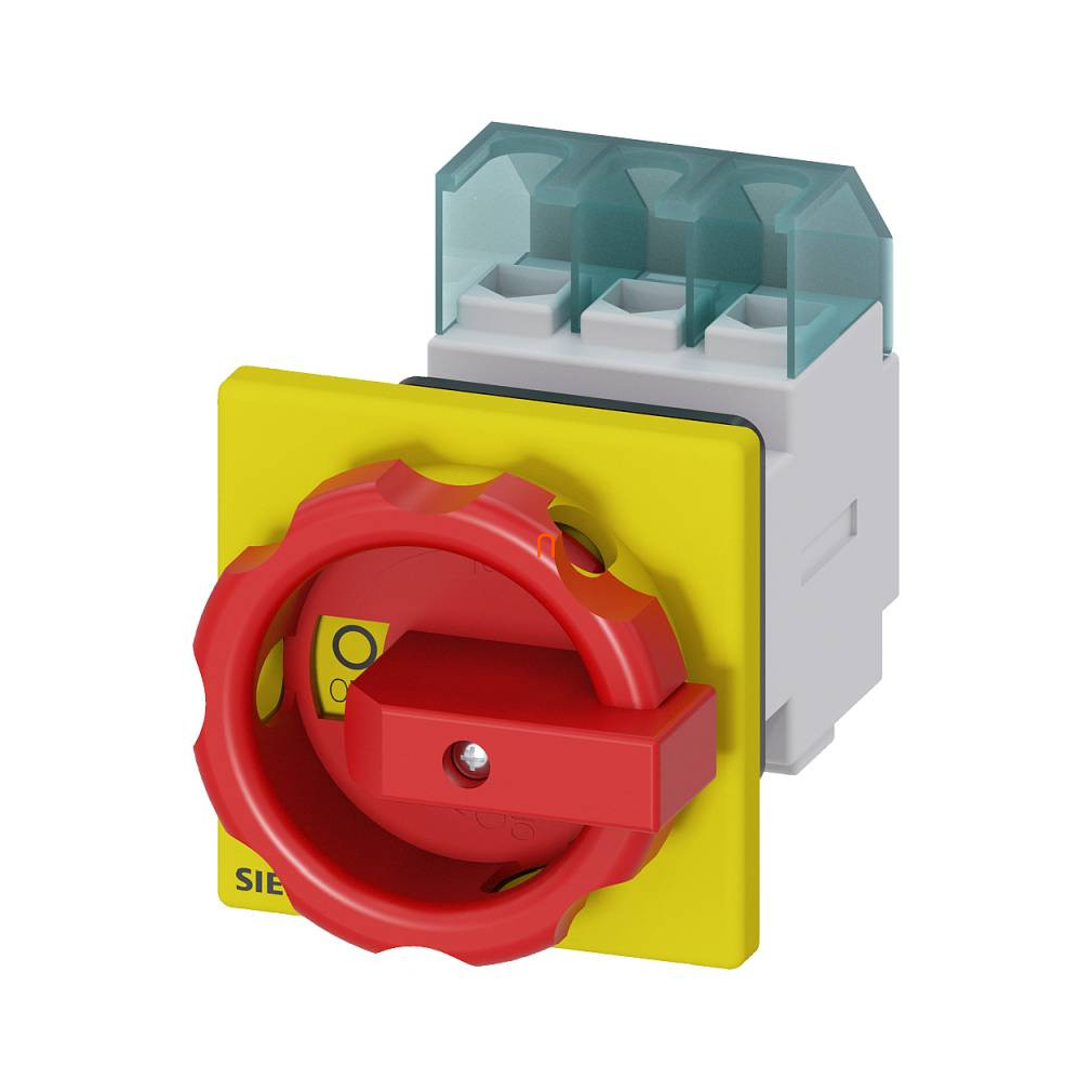 Siemens 3LD2254-0TK53 BE-KI kapcsoló, 3P, 32A, előlapra, 22,5mm-es furatba szerelhető, piros/sárga