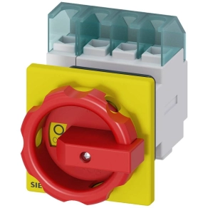   Siemens 3LD2254-1TL53 BE-KI kapcsoló, 4P, 32A, előlapra, 22,5mm-es furatba szerelhető, piros/sárga