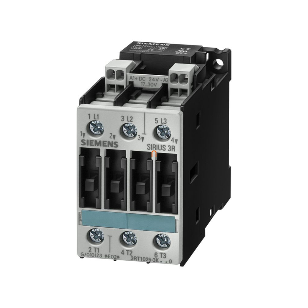 Siemens 3RT1025-3KB40-1AA0 mágneskapcsoló, 7,5kW/17A, 24VDC, varisztorral, S0, csavaros