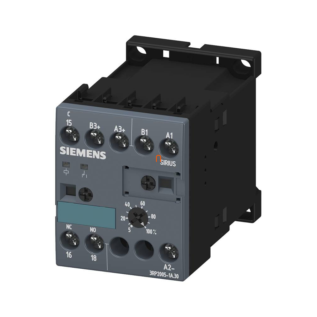 Siemens 3RP2005-1AP30 időrelé LED-del, 8 funkciós, 15 időtartomány 1CO, 24/200-240VAC / 24VDC, csavaros csatlakozás