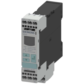   Siemens 3UG4621-2AW30 áramfigyelő relé, LCD, 24-240VAC/DC, 3-500 mA AC/DC, 0.1-250 mA hiszterézis, rugós csatlakozás