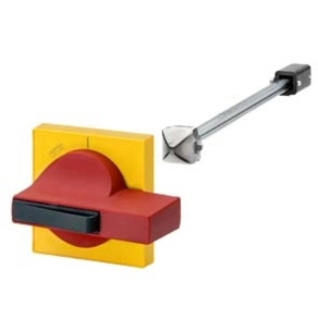   Siemens 8UC7262-8BD26 ajtókuplungos forgatókar, 75x75 mm sárga előlap, 62 mm-es piros, 8x8mm