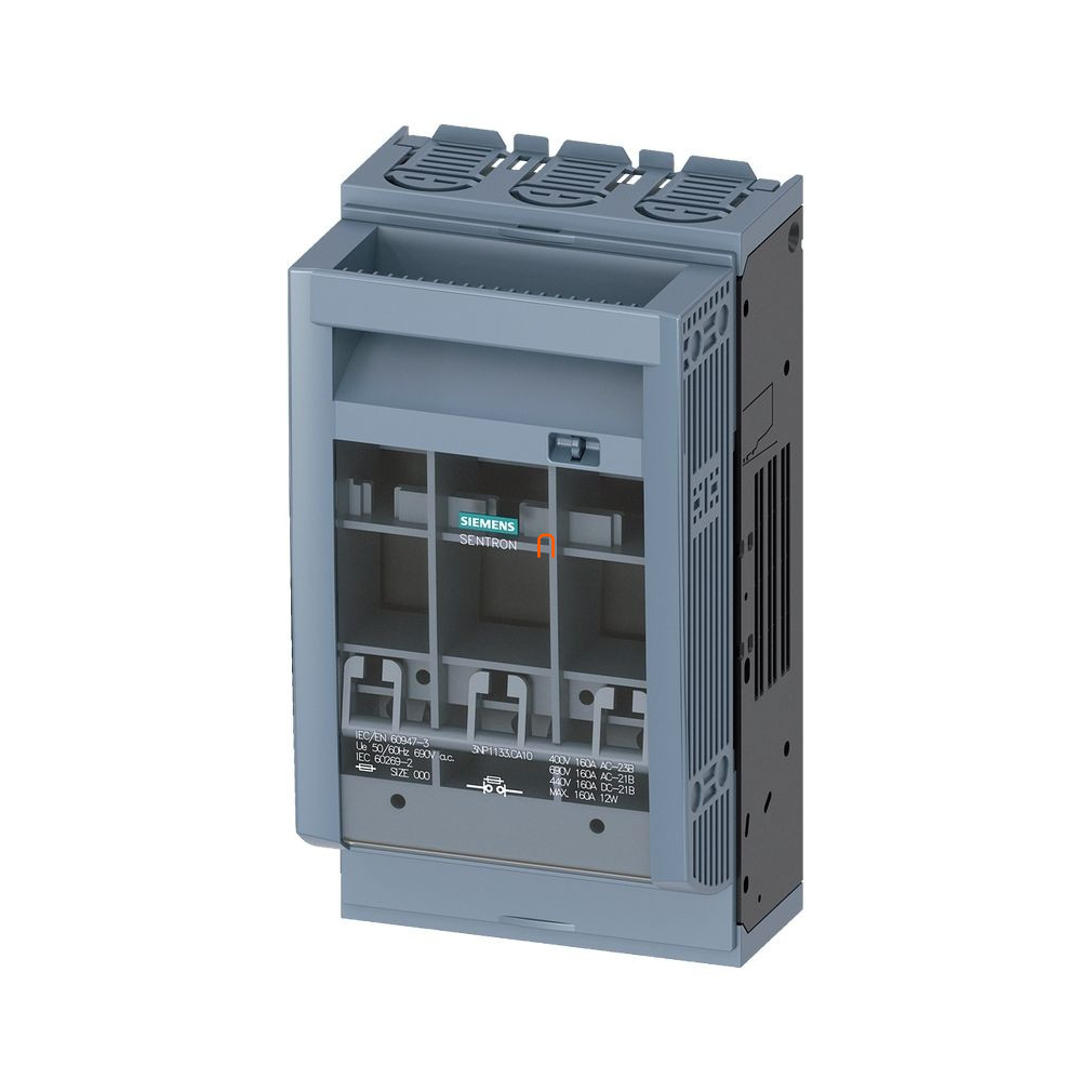 Siemens 3NP1133-1CA10 szakaszoló, 3P, NH-000/00, szerlapra, lapos csatlakozó