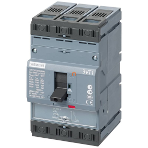   Siemens 3VT1710-2DC36-0AA0 kompakt megszakító, 3P, 80-100A, 25kA, TM, LI, Ii=500-1000A, vonal- és transzformátorvédelemre, csavaros