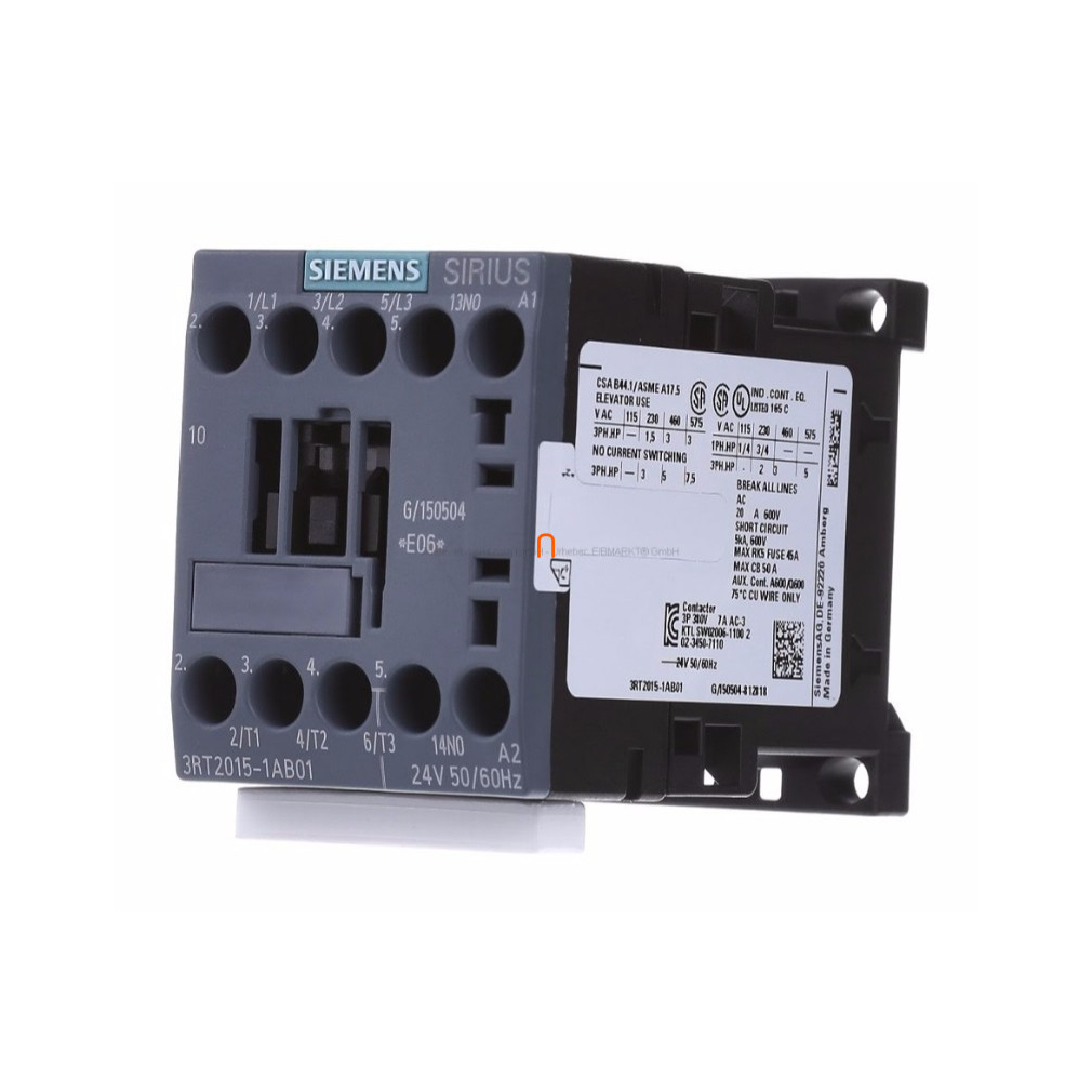 Siemens 3RT2015-1AB01 mágneskapcsoló, 3kW/7A, 24VAC, 1NO, S00, csavaros