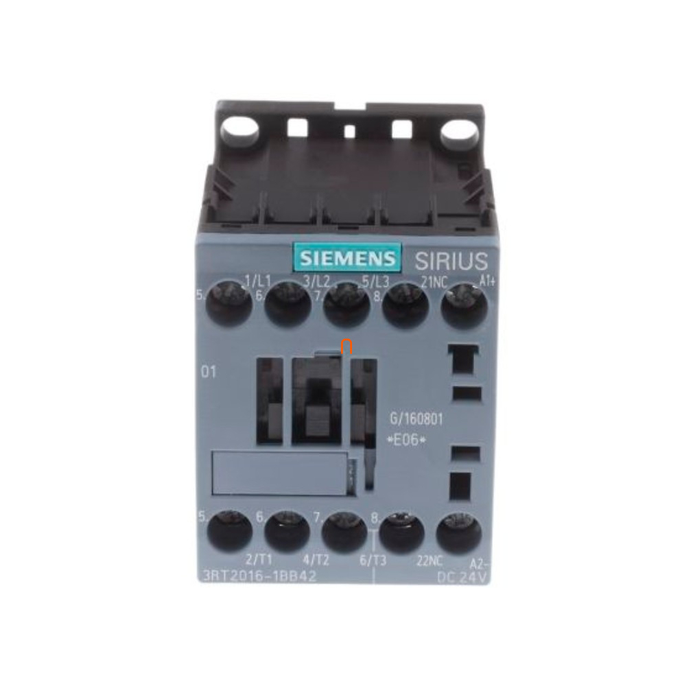 Siemens 3RT2016-1BB42 mágneskapcsoló, 4kW/9A, 24VDC, 1NC, S00, csavaros